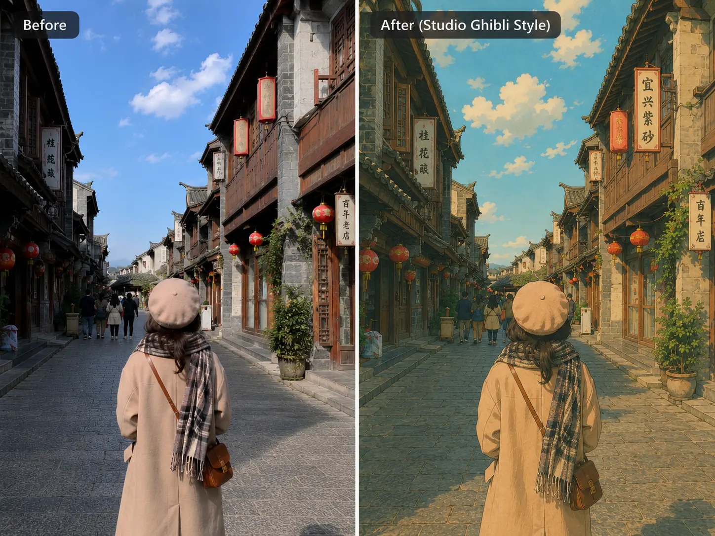 travel photo converted into Studio Ghibli style online