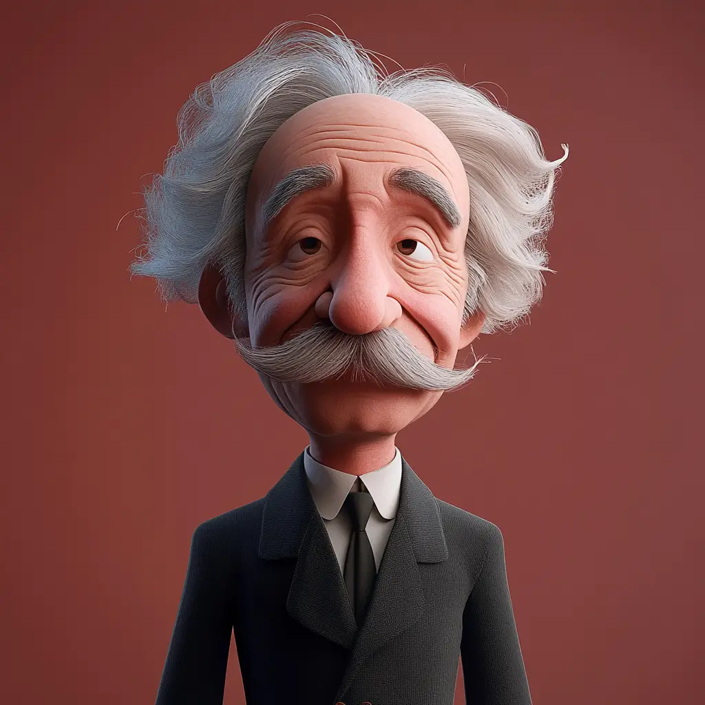 Pixar-Cartoon-Porträt von Einstein, generiert von PicLumen