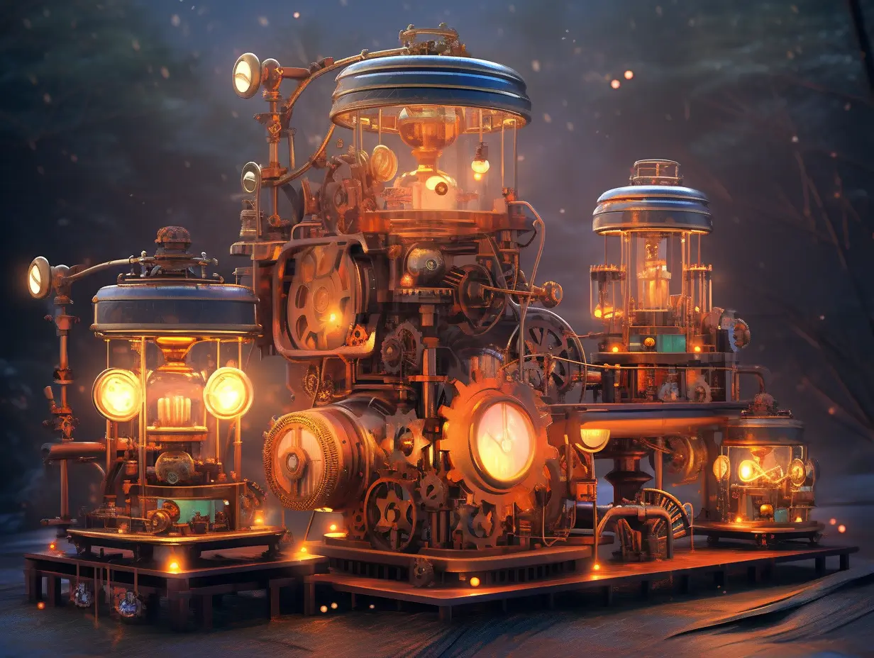 Steampunk-Hausmodelle, generiert vom KI-Steampunk-Generator