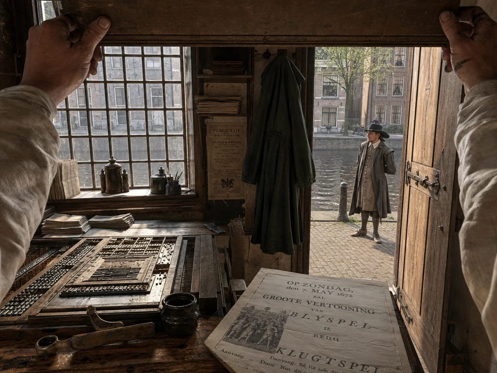 First-person view from a printmaker opening a small workshop in Amsterdam in 1672