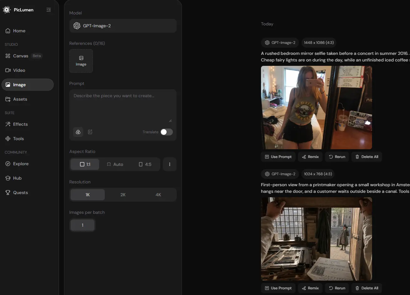 piclumen ai image genration workflow