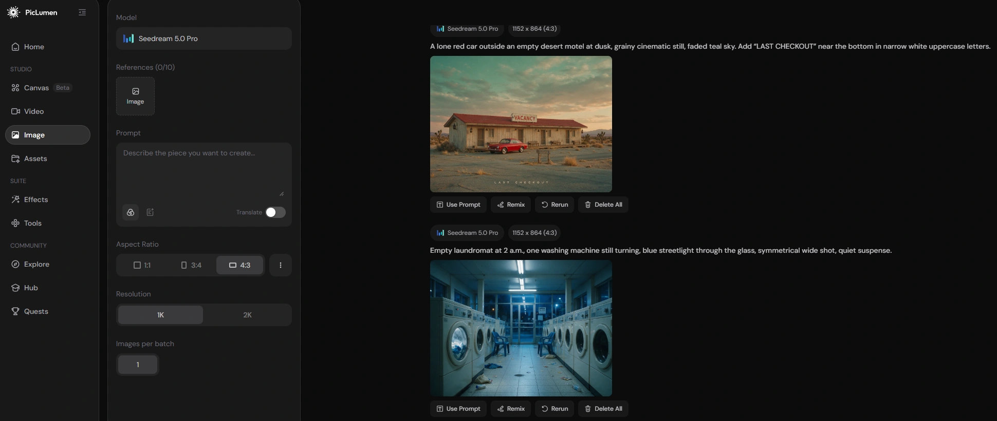 seedream 5.0 pro ai image generator on piclumen