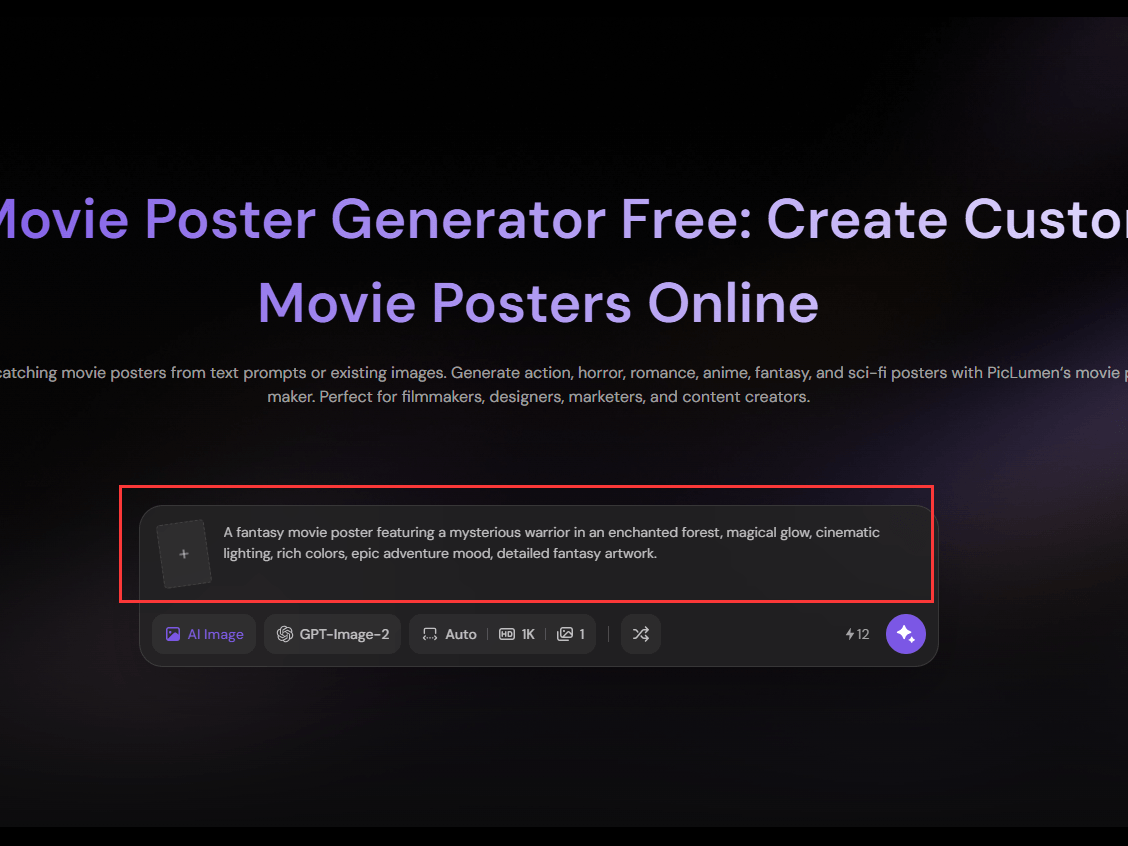 ai movie poster generator- step 1