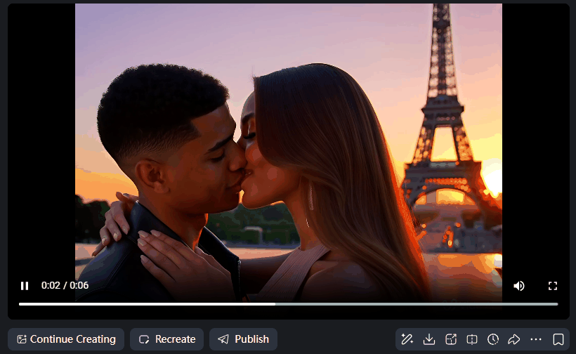 an ai-generated video of a couple kissing created by vidu ai