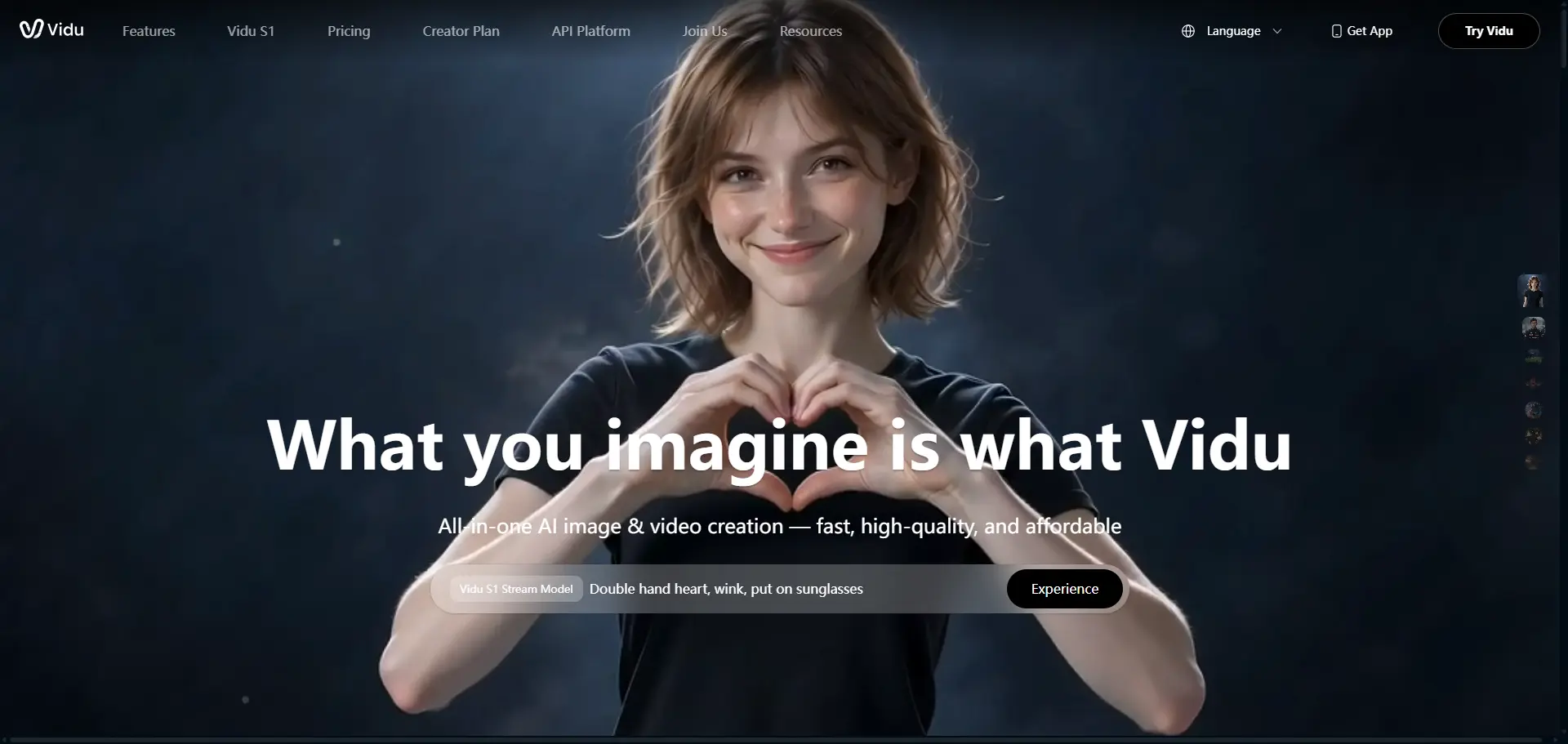 vidu ai homepage