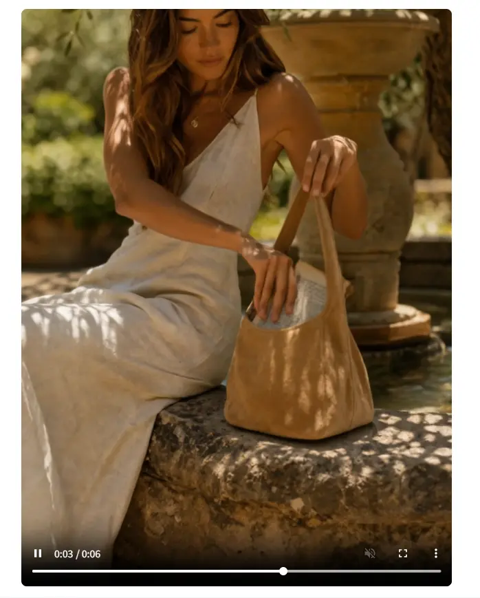 woman reaching for the bag