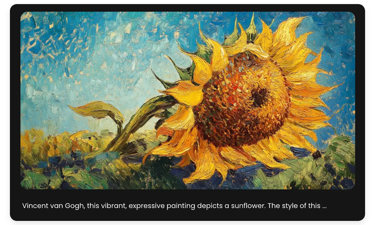 girasol al estilo de van gogh generado por el generador de ia van gogh de piclumen