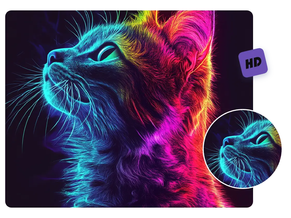 An AI neon cat in high quality generated by Piclumen