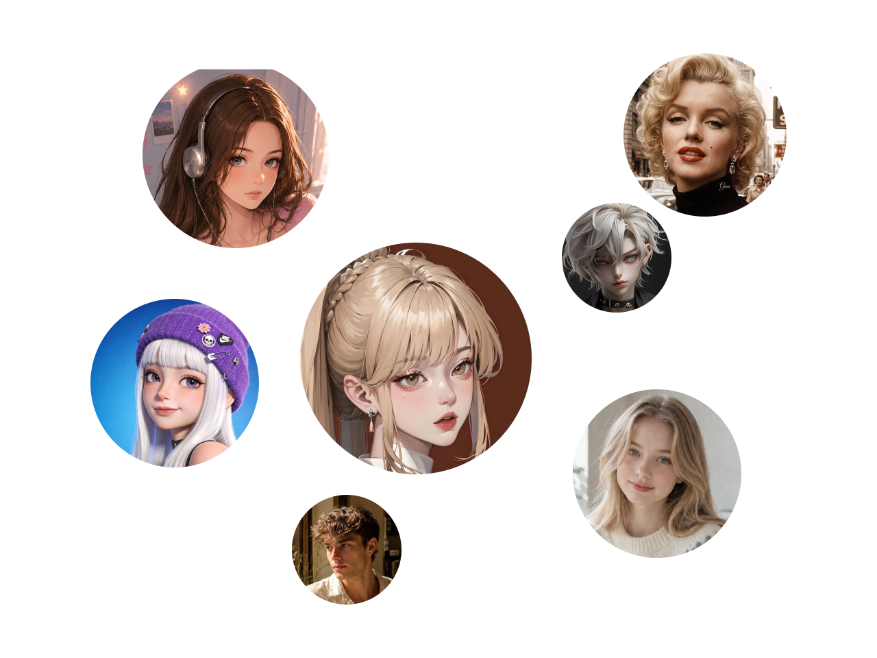 Un generador de fotos de perfil aleatorias creando fotos de perfil con diferentes rostros de personajes y estilos de avatar