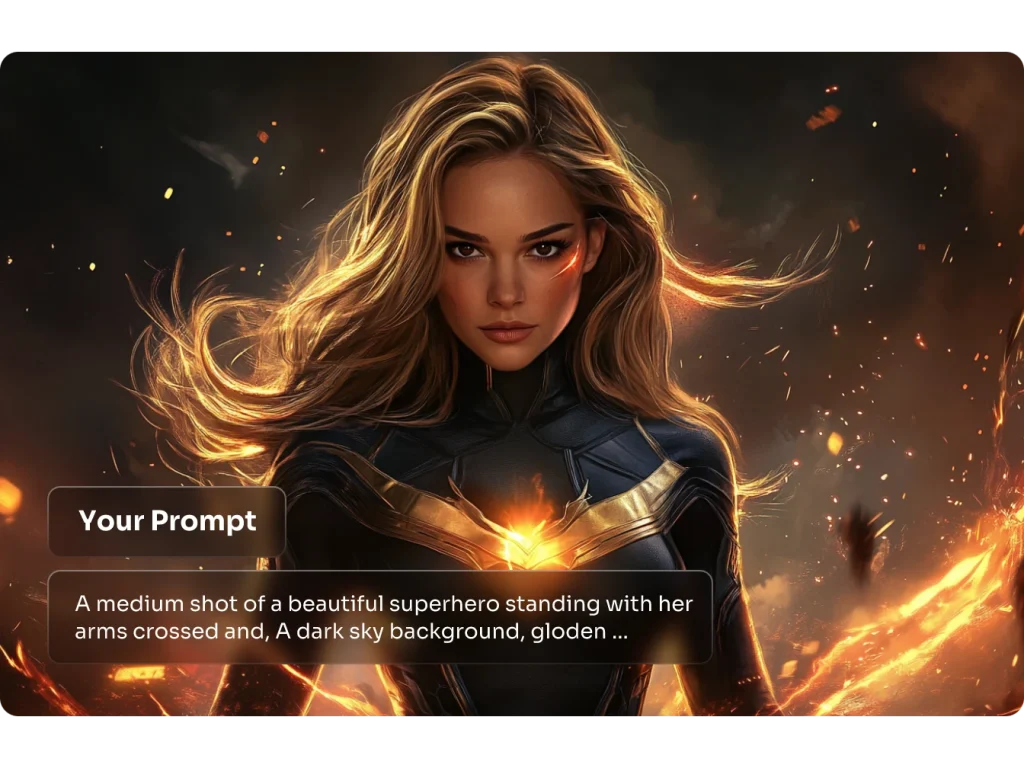 a medium shot of a beautiful superhero

