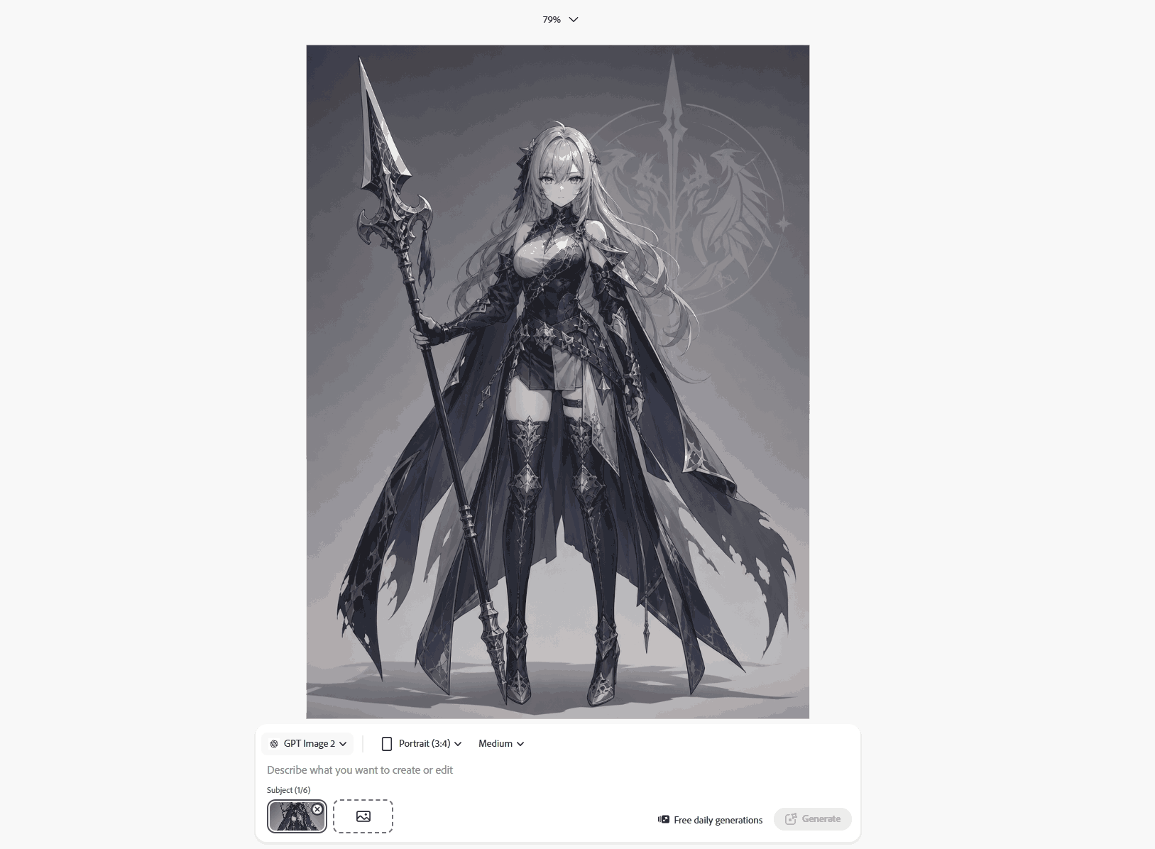 ai cool anime character generated by adobe firefly