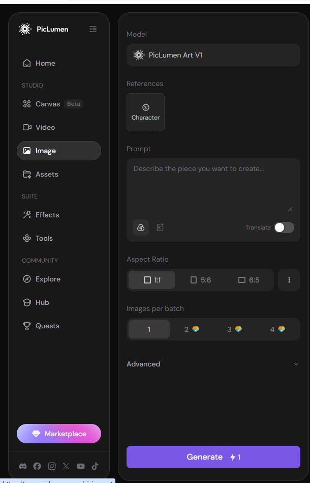 image generation page