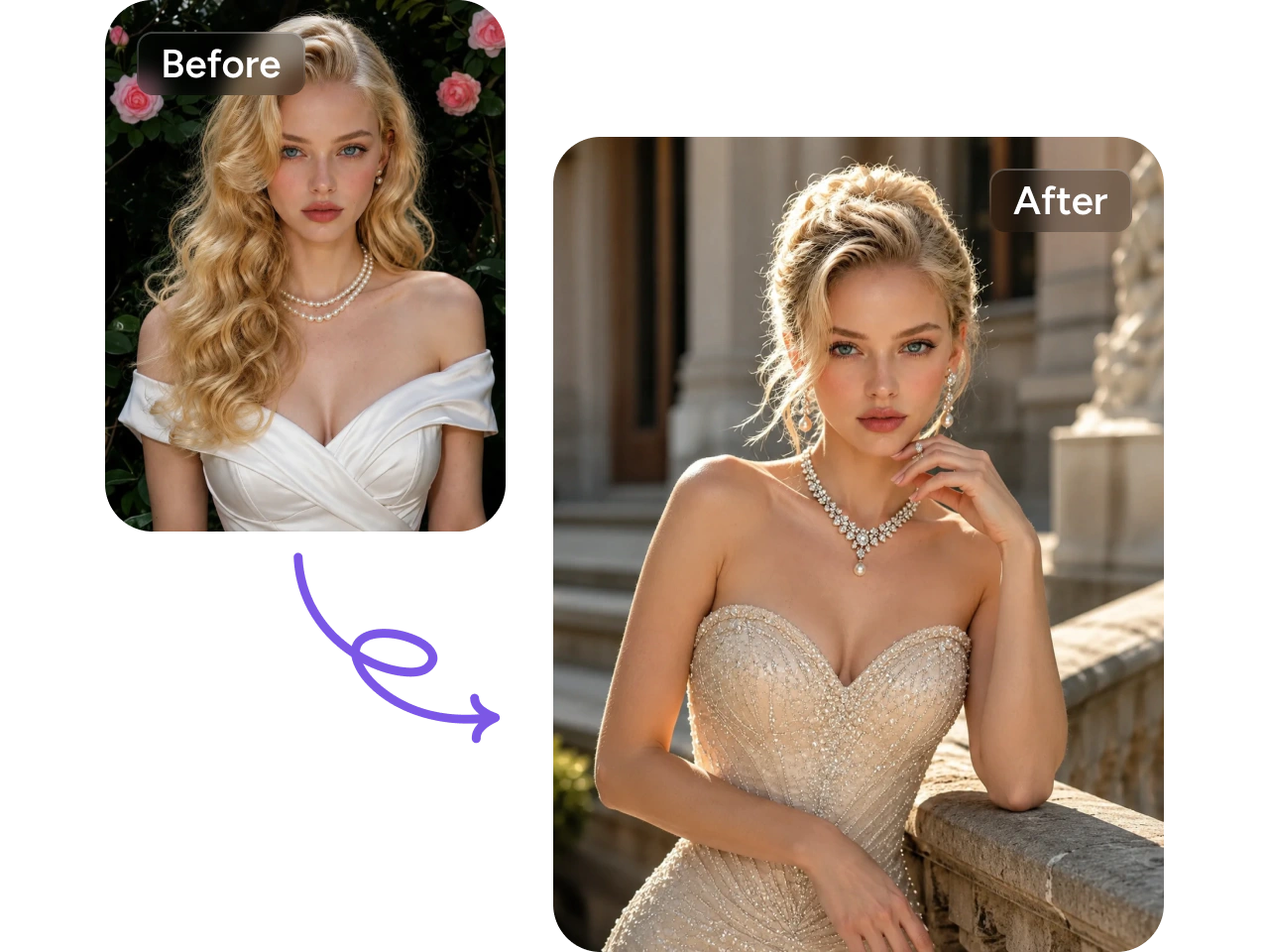 ai face generator creating a realistic face from a photo and text prompt