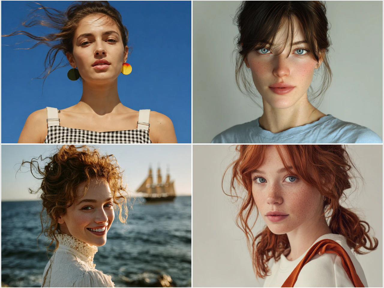 Collection of AI-generated female character portraits