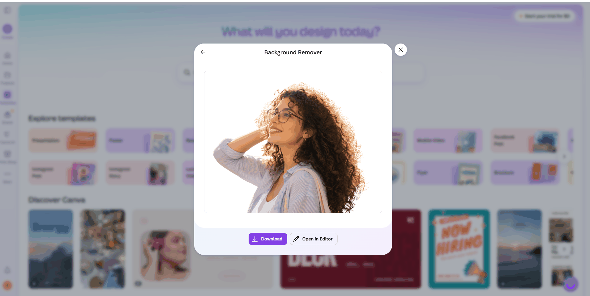 canva background remover page