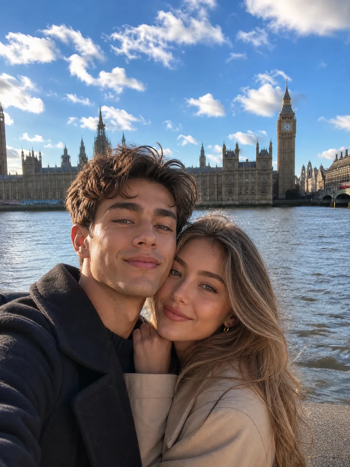 couple selfie big ben london westminster