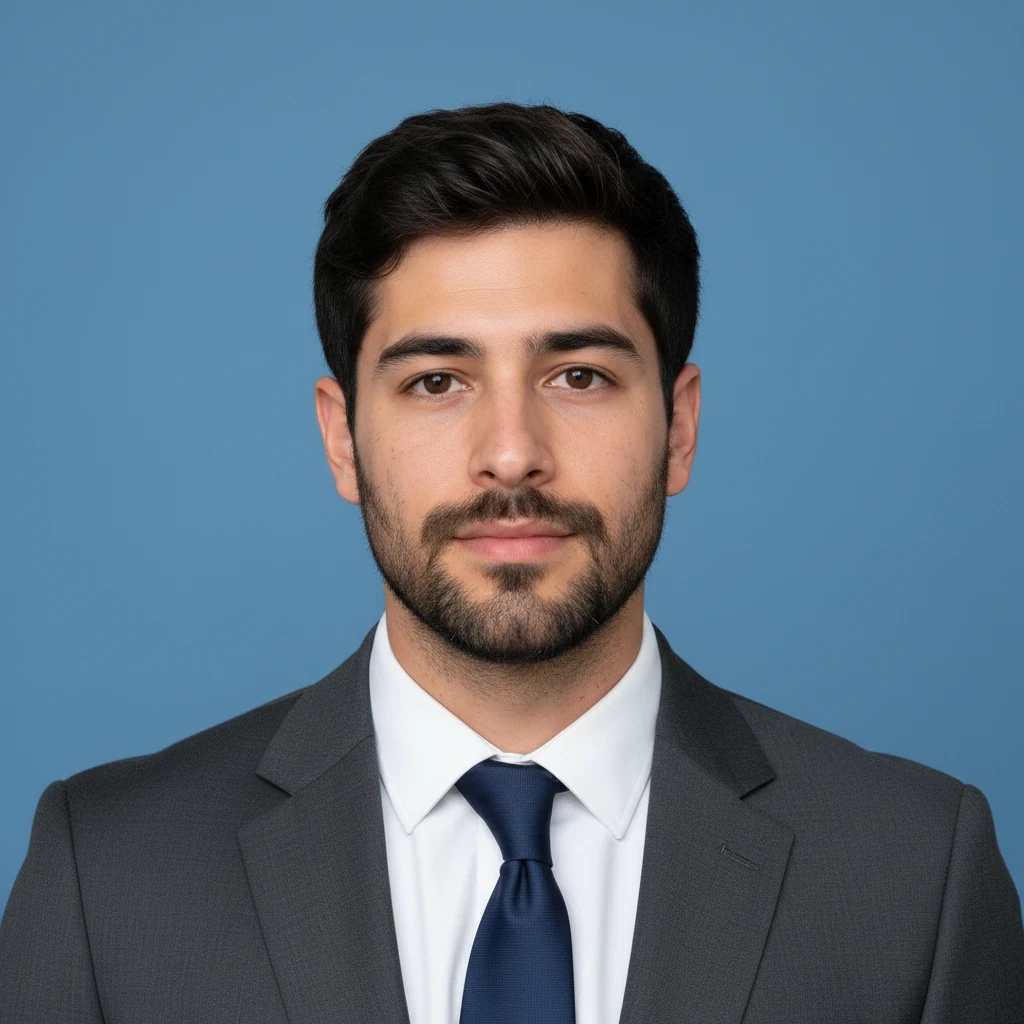 a professional man suit blue background