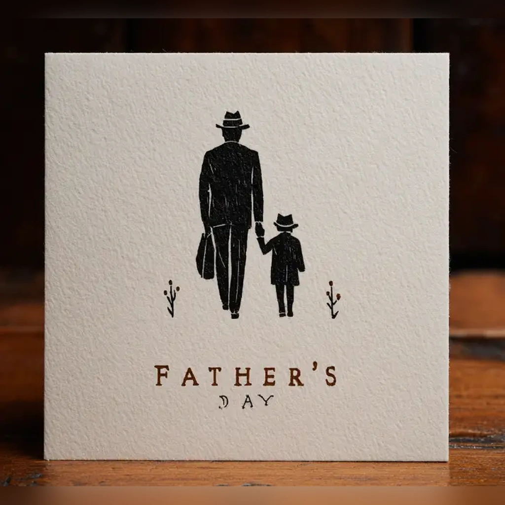 Father's Day card with a father holding his child's hand