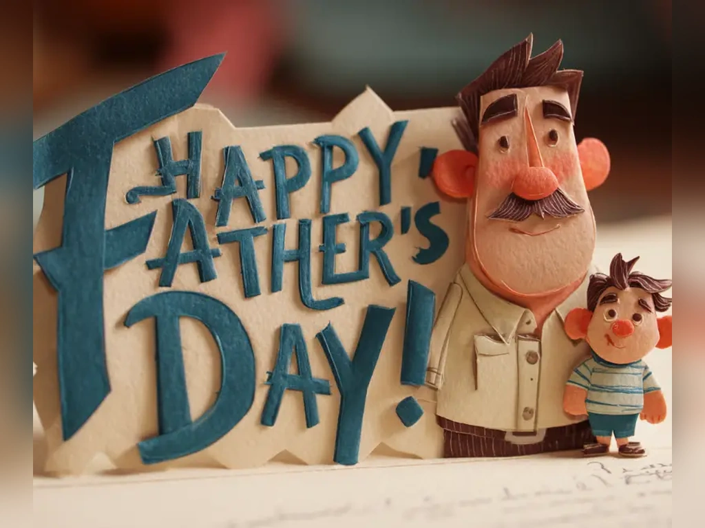 a 3D father's day greeting card written with "Happy Father's Day"