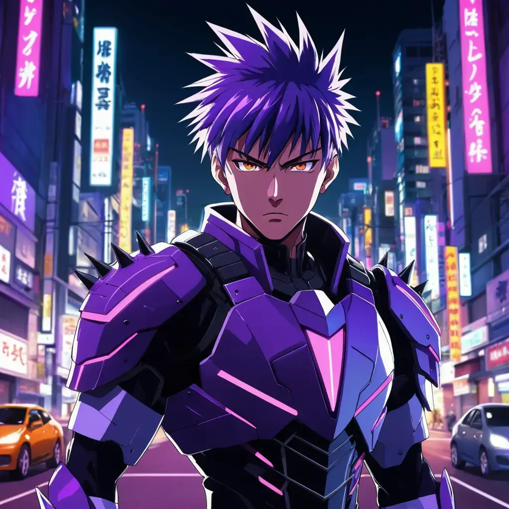 anime ai art fighter purple