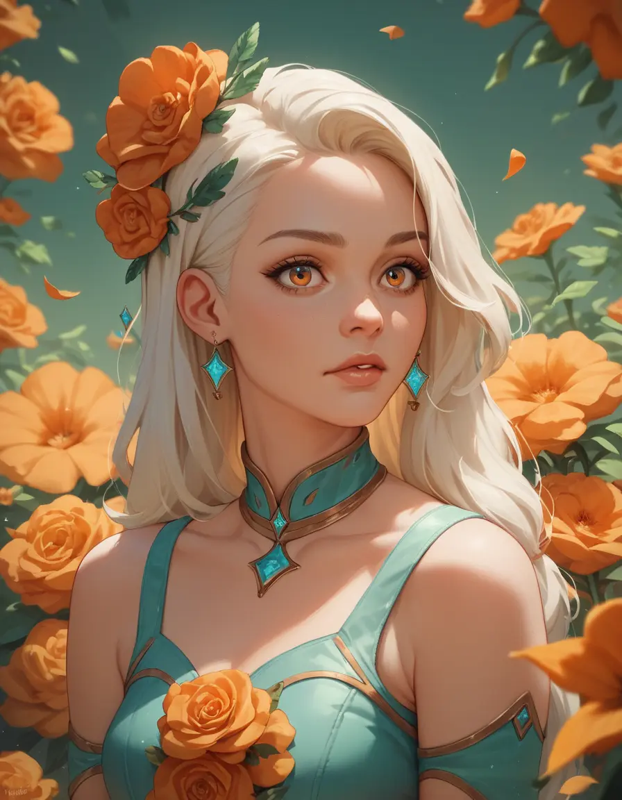 anime ai art gir and flower