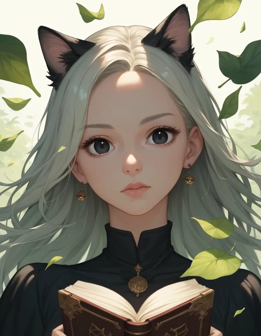 anime ai art girl with cat ears