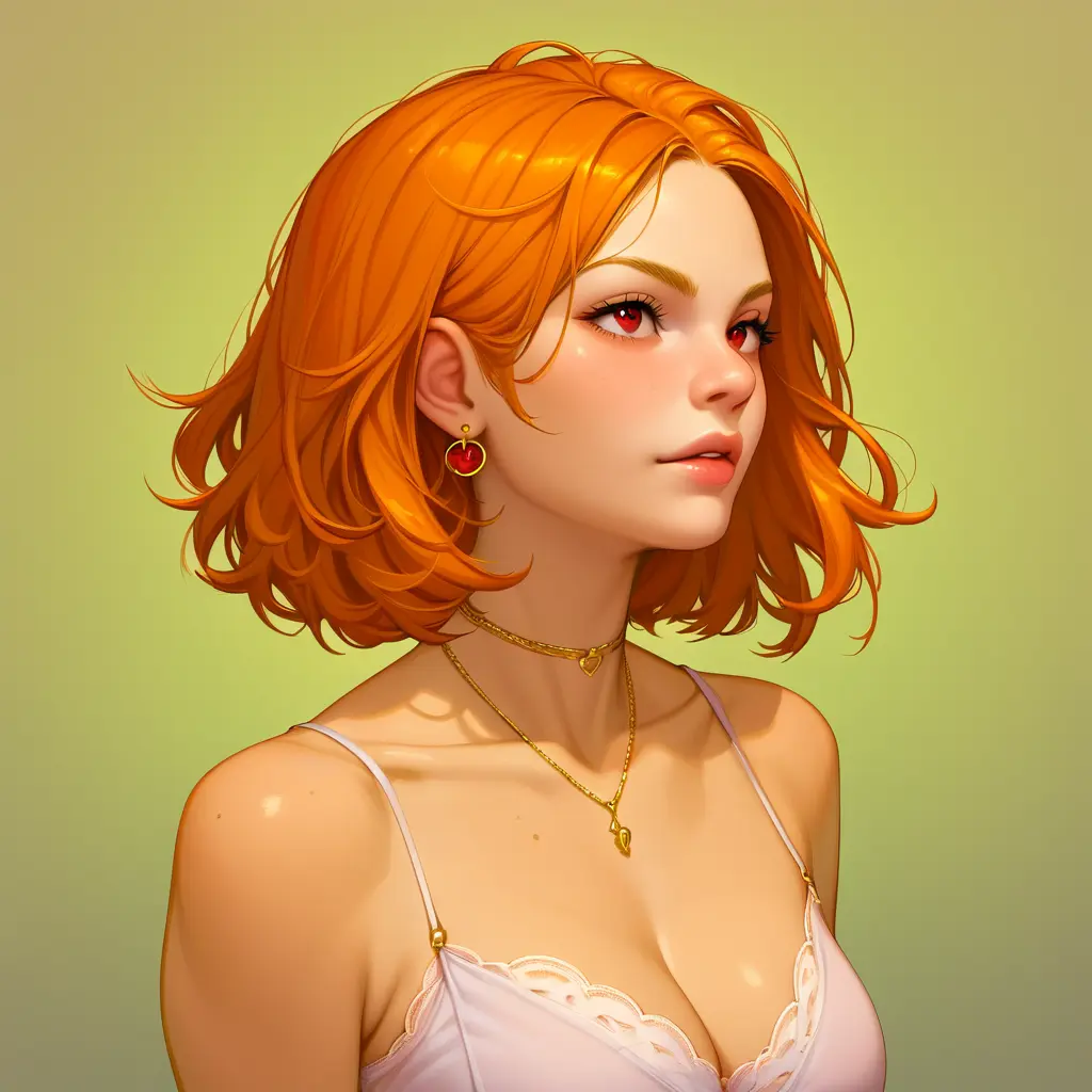 anime ai art orange hair girl