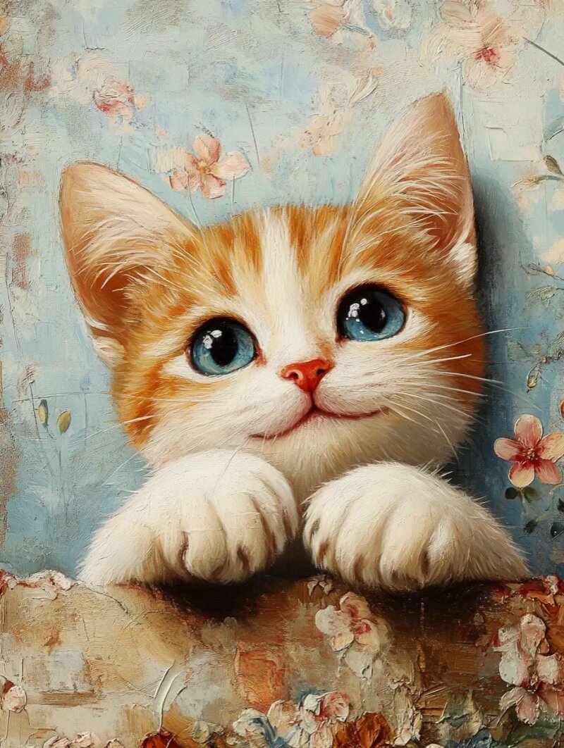 eine von KI generierte Katze, gemalt im Ölmalstil