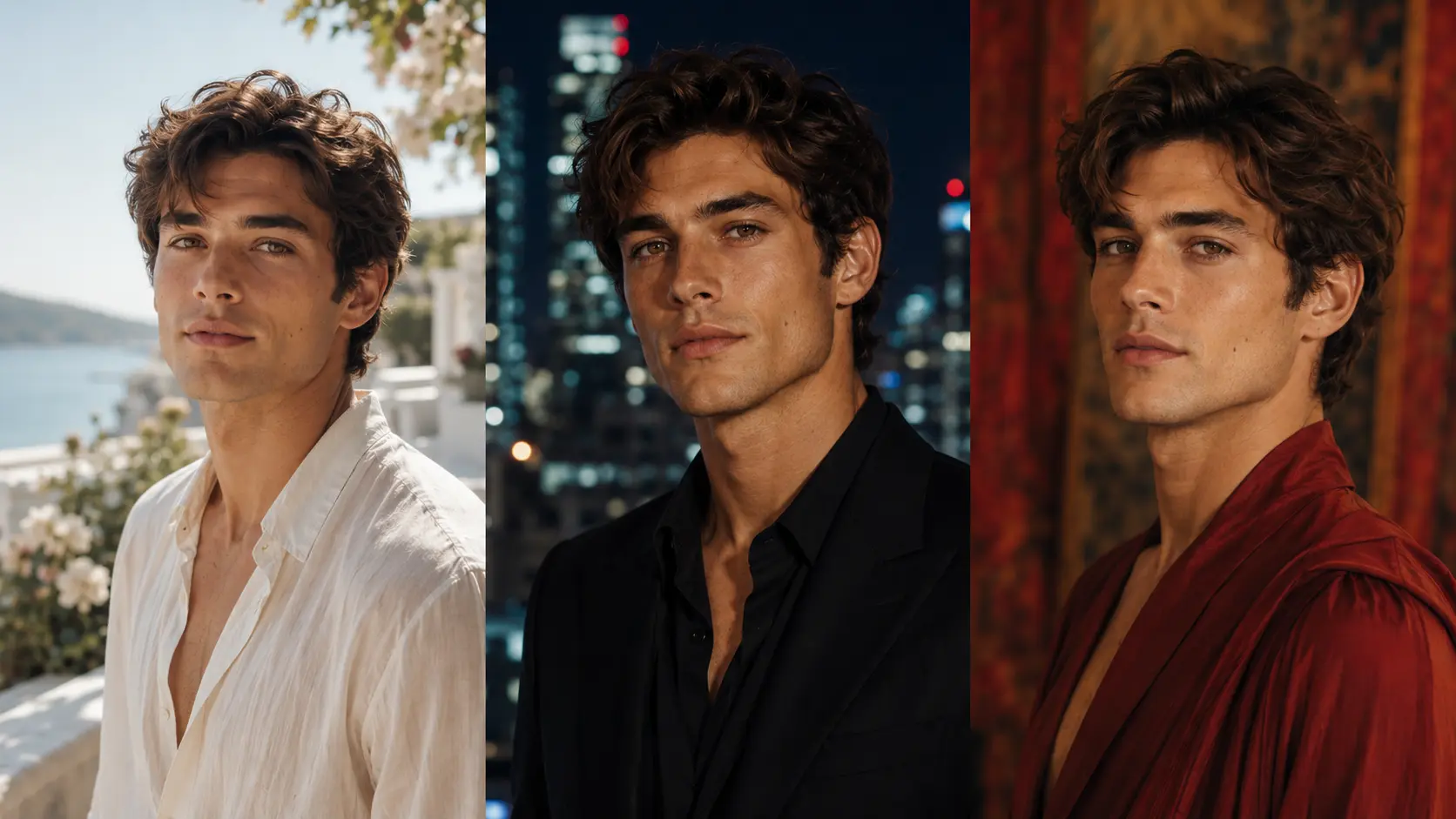 three different looks for an ai man