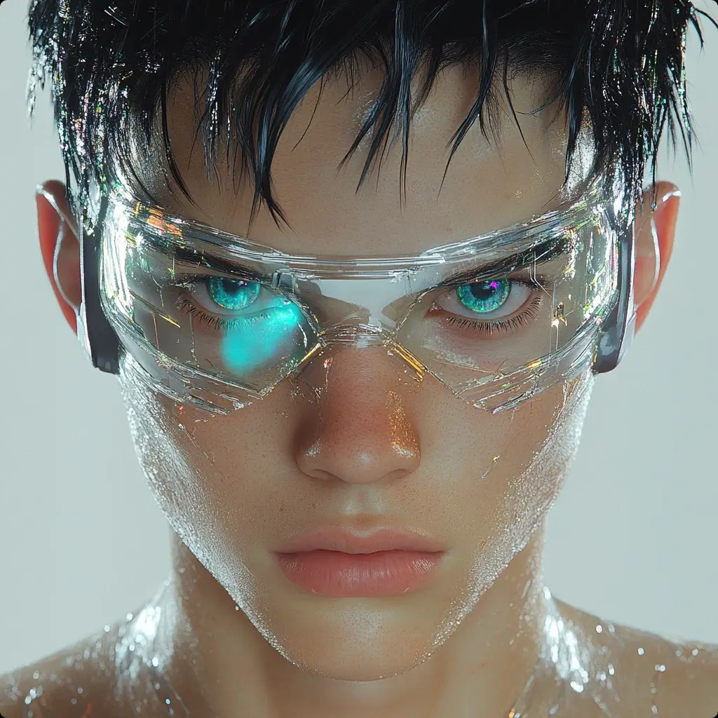 ai portrait digital boy with glasses