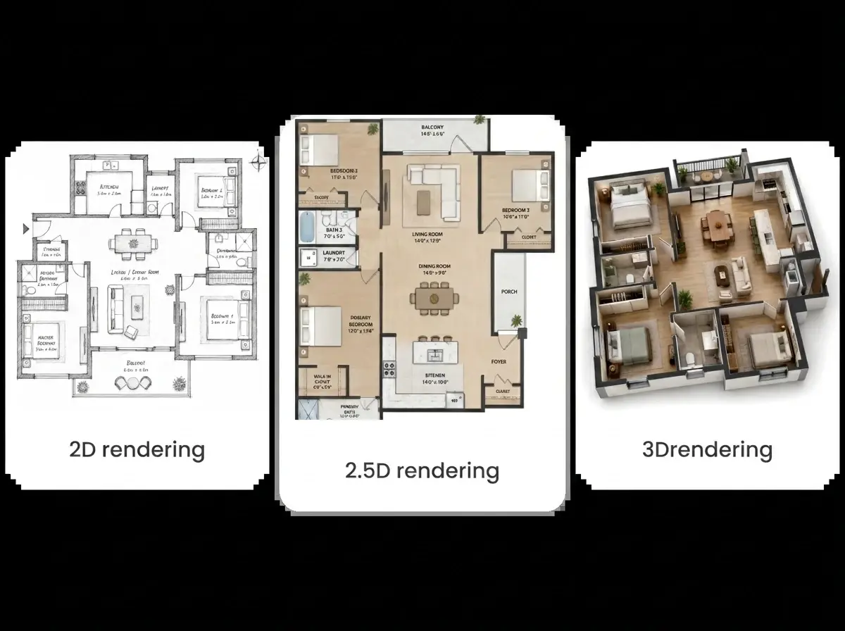 view floor plans in 2d 2.5d and 3d formats