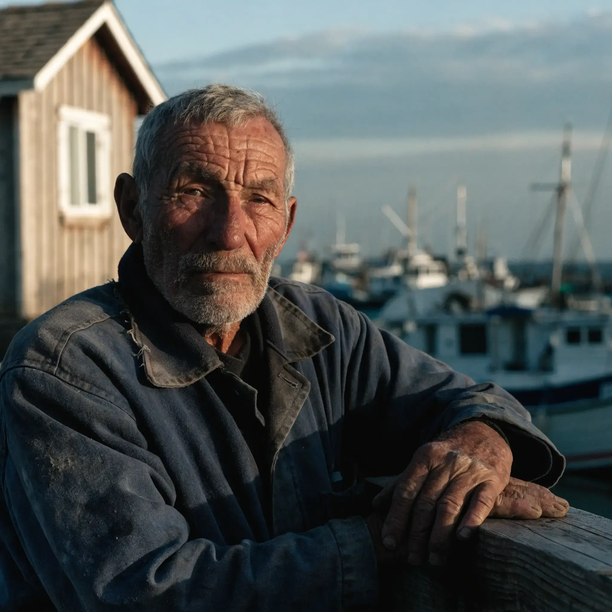 Recraft realistic portrait of an elderly fisherman