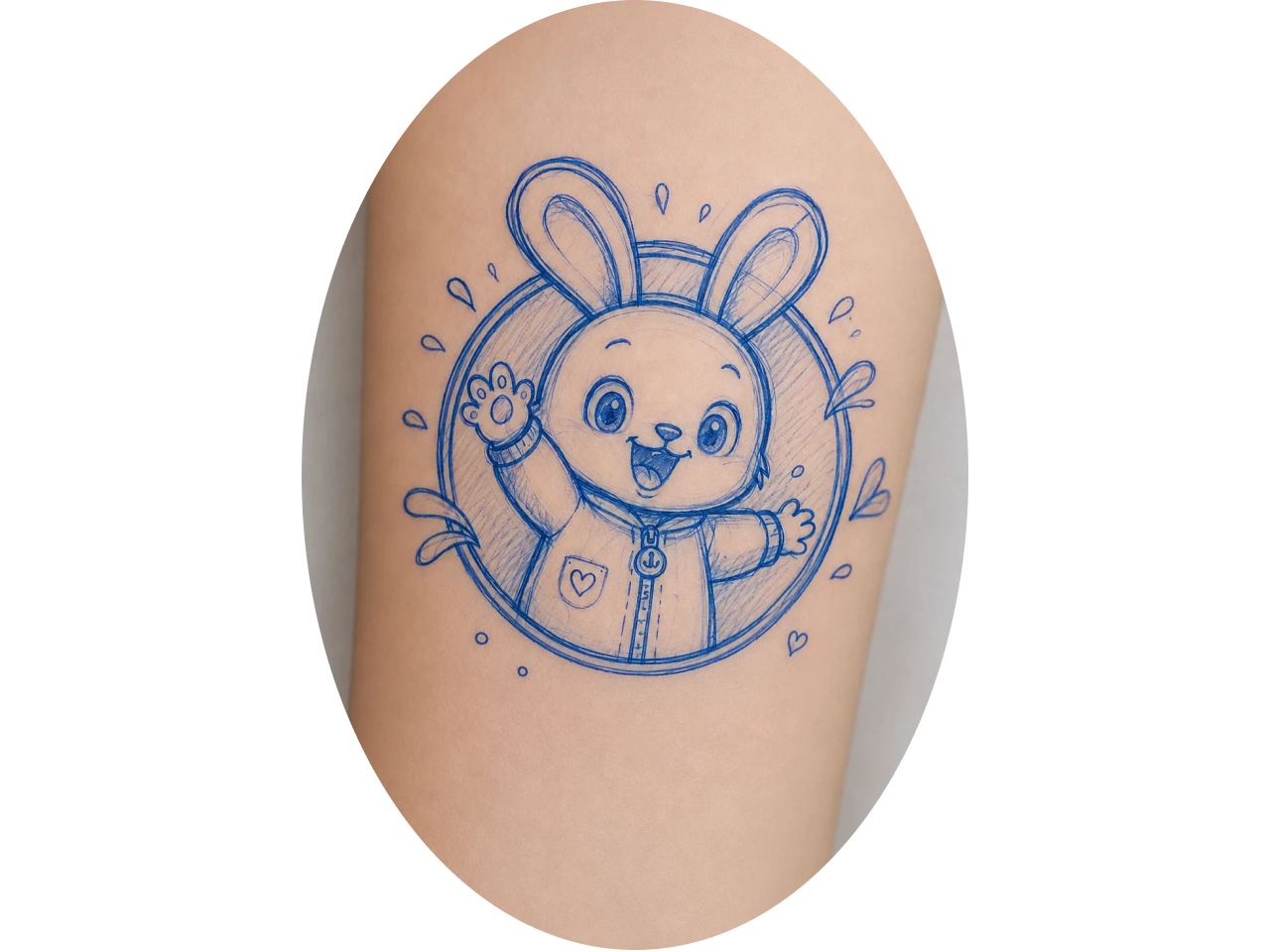 blauer Hasen-Tattoo