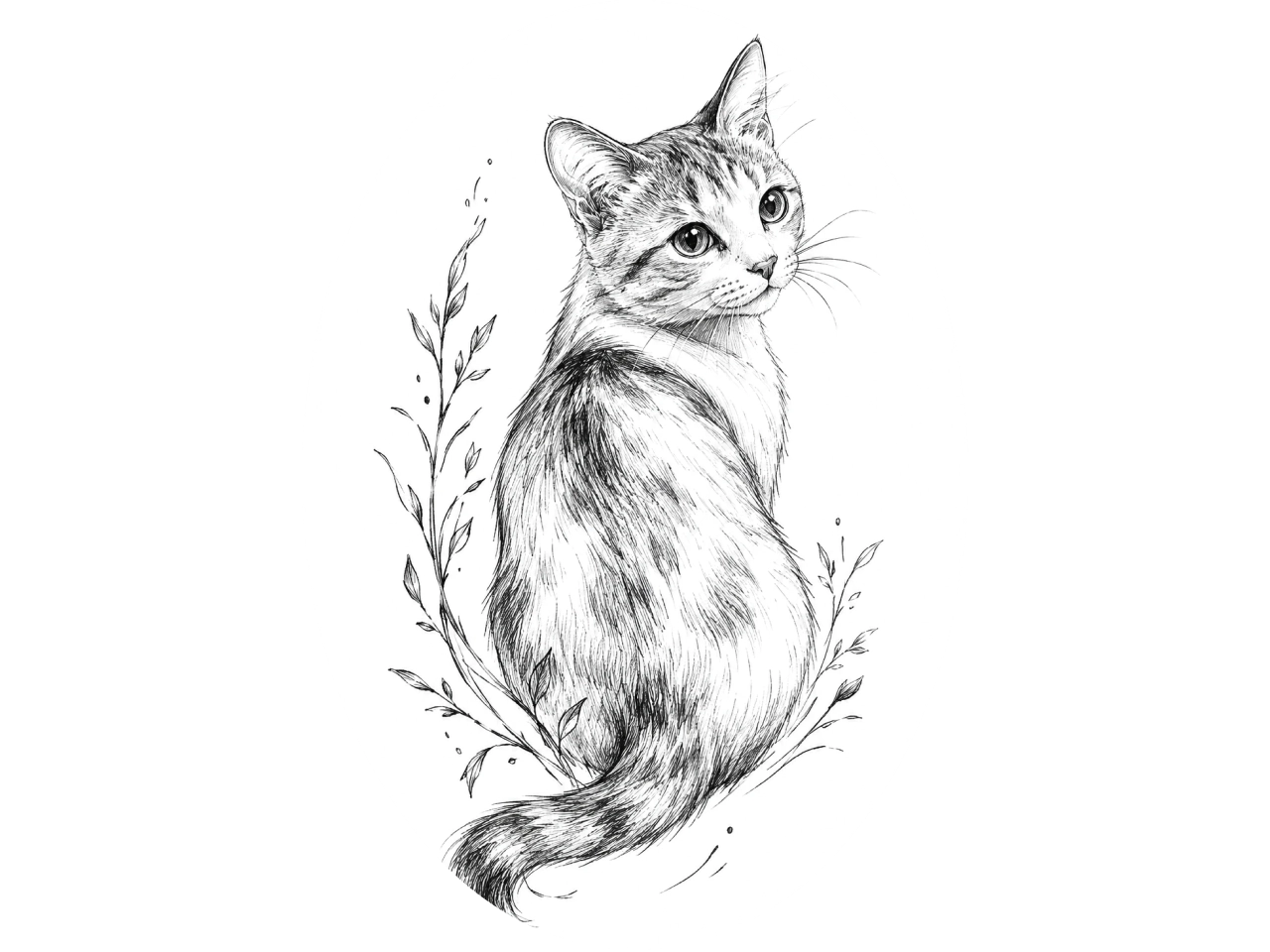 Fine-Line-Katzen-Tattoo