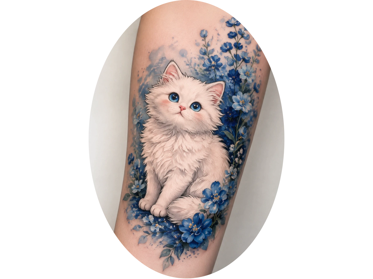 blumiges Kätzchen-Tattoo