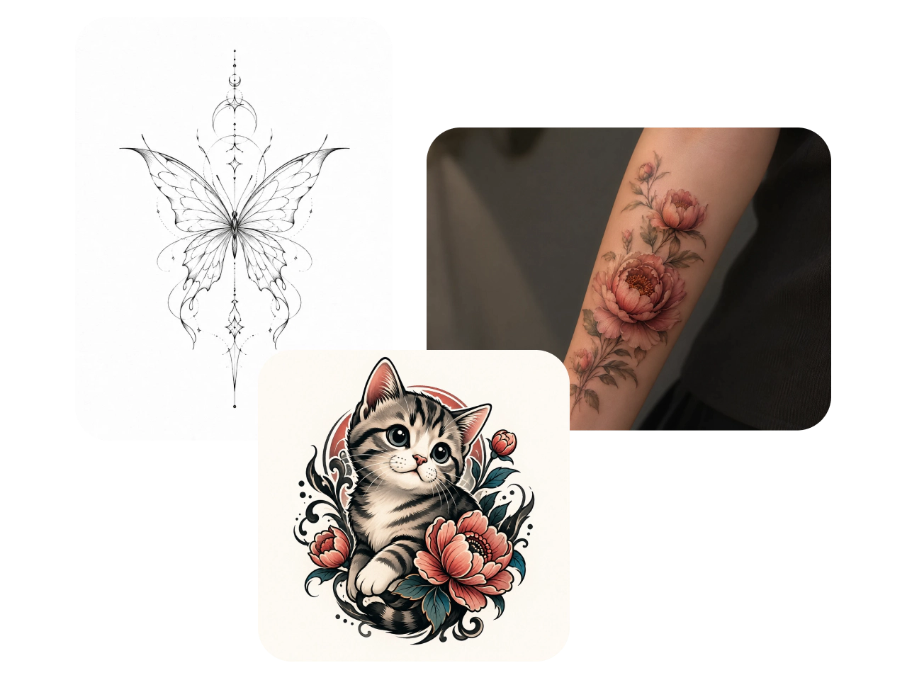 mehrere KI-generierte Tattoo-Designs
