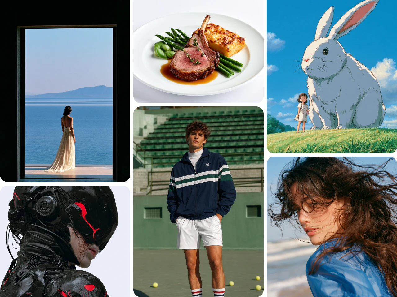 Collage of detailed AI-generated images showing fine textures and visual clarity