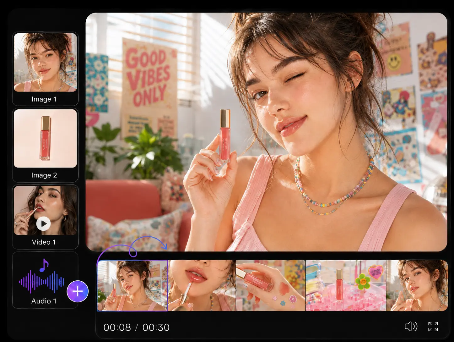 Live-action ad for lip glaze generated by wan3.0