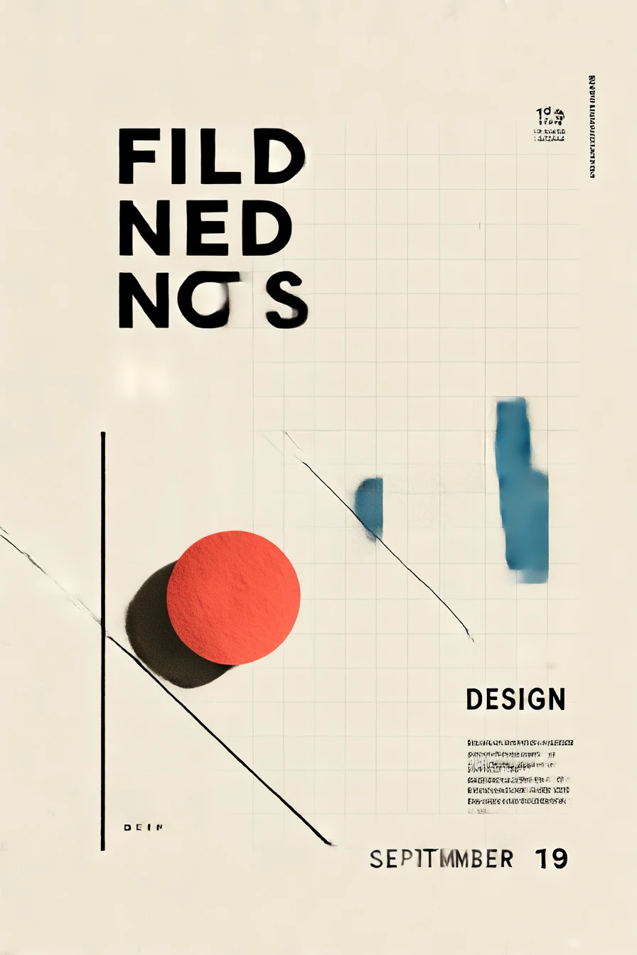 Midjourney experimental Field Notes design poster with geometric shapes and abstract typography