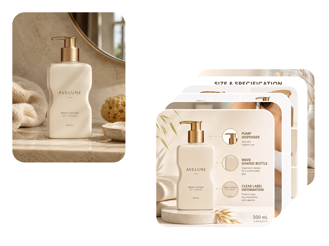 coordinated amazon listing image pack for a skincare lotion
