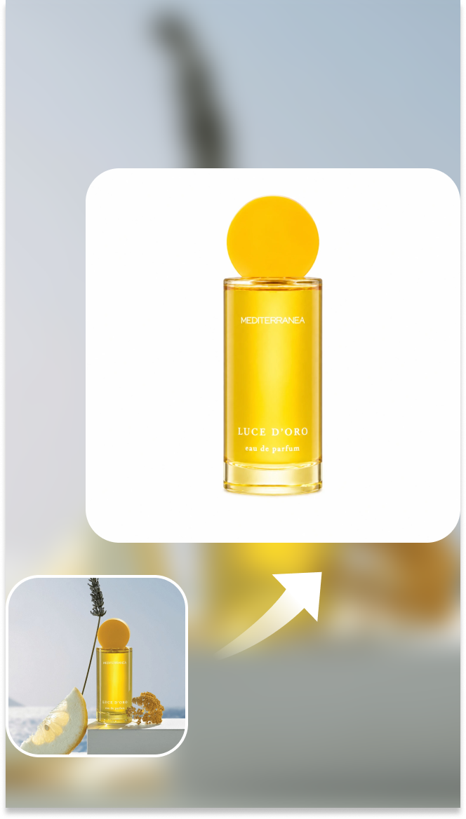 yellow perfume bottle on a clean white background
