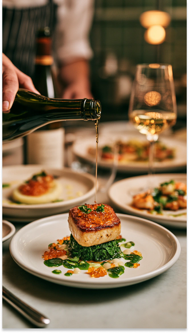 plated restaurant dish served at a dining table