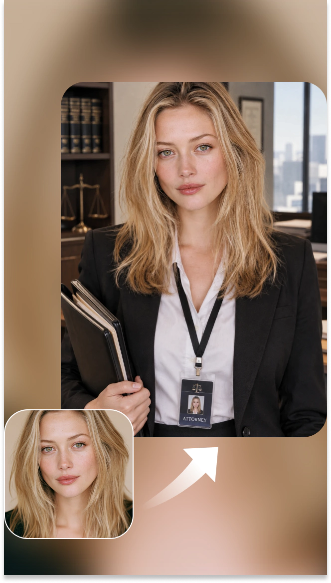 woman's photo transformed into a lawyer headshot