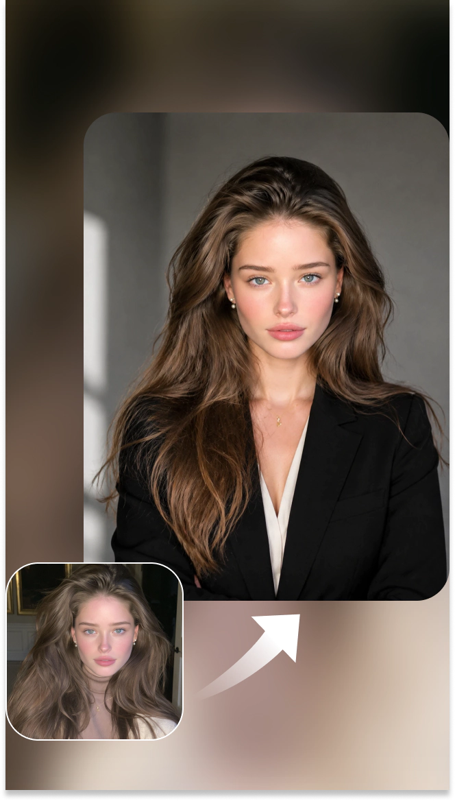 woman’s photo transformed into a linkedin headshot