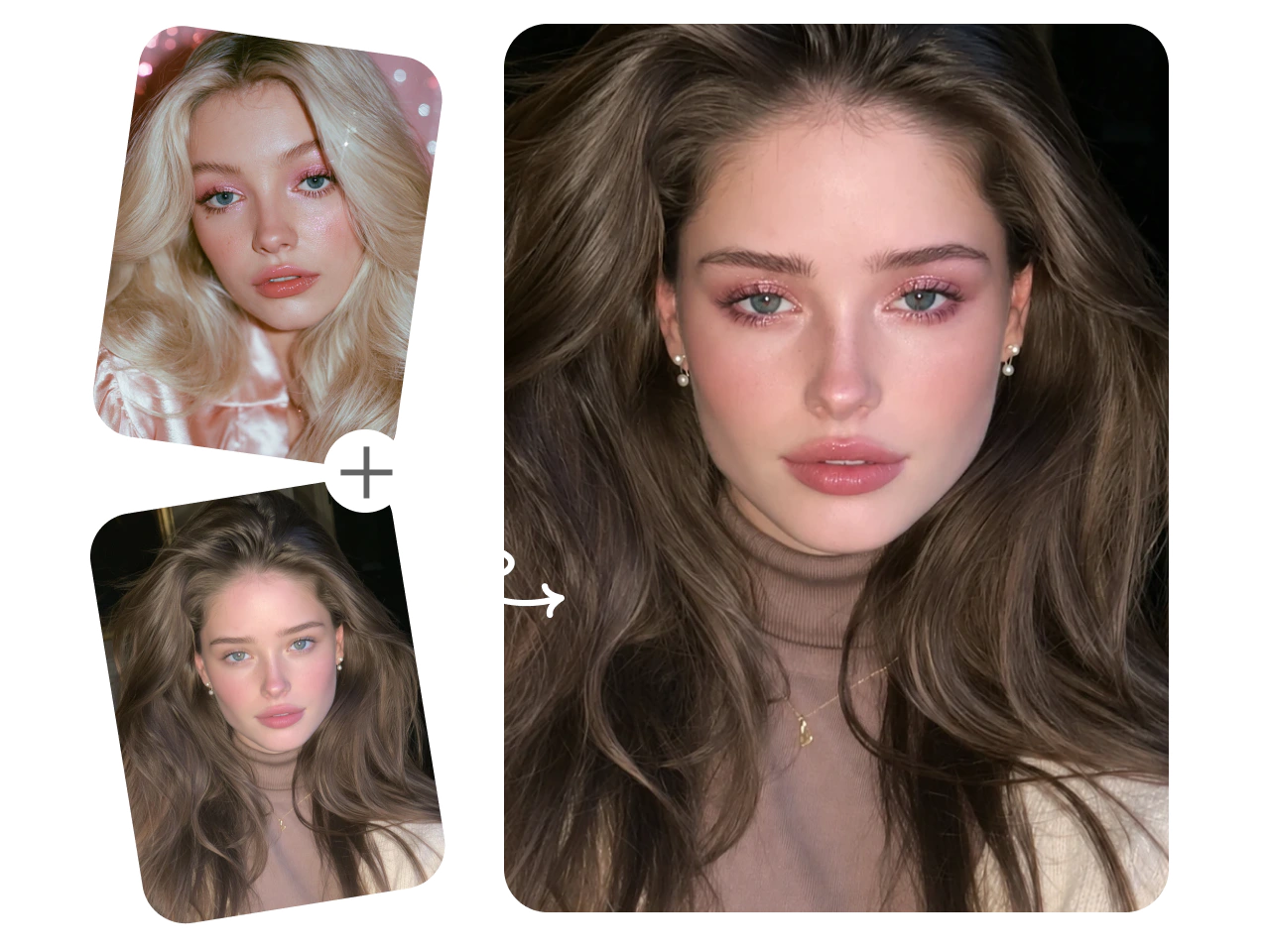a woman’s portrait with makeup inspired by a reference photo