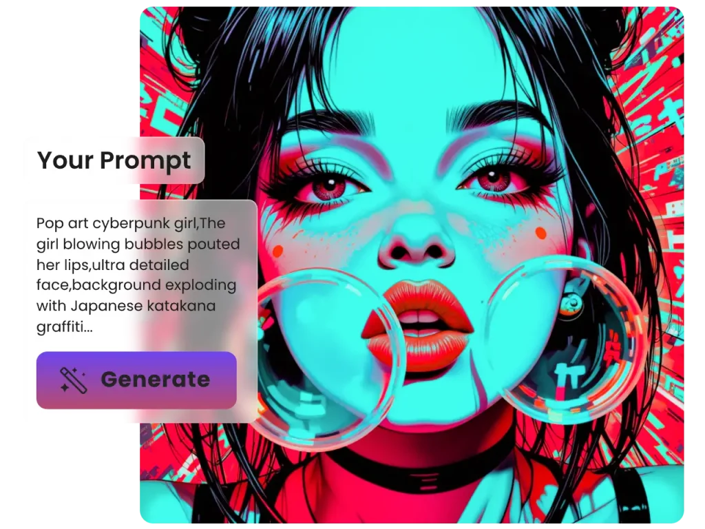 a girl in pop art style made from text by piclumen ai pop art generator