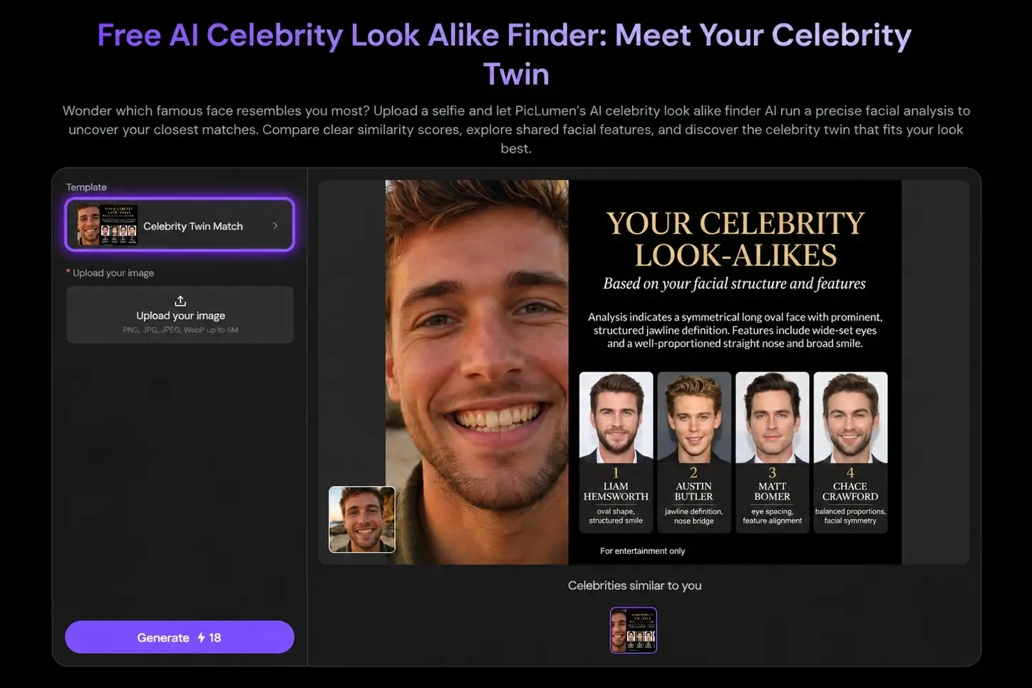 click the celebrity lookalike template name