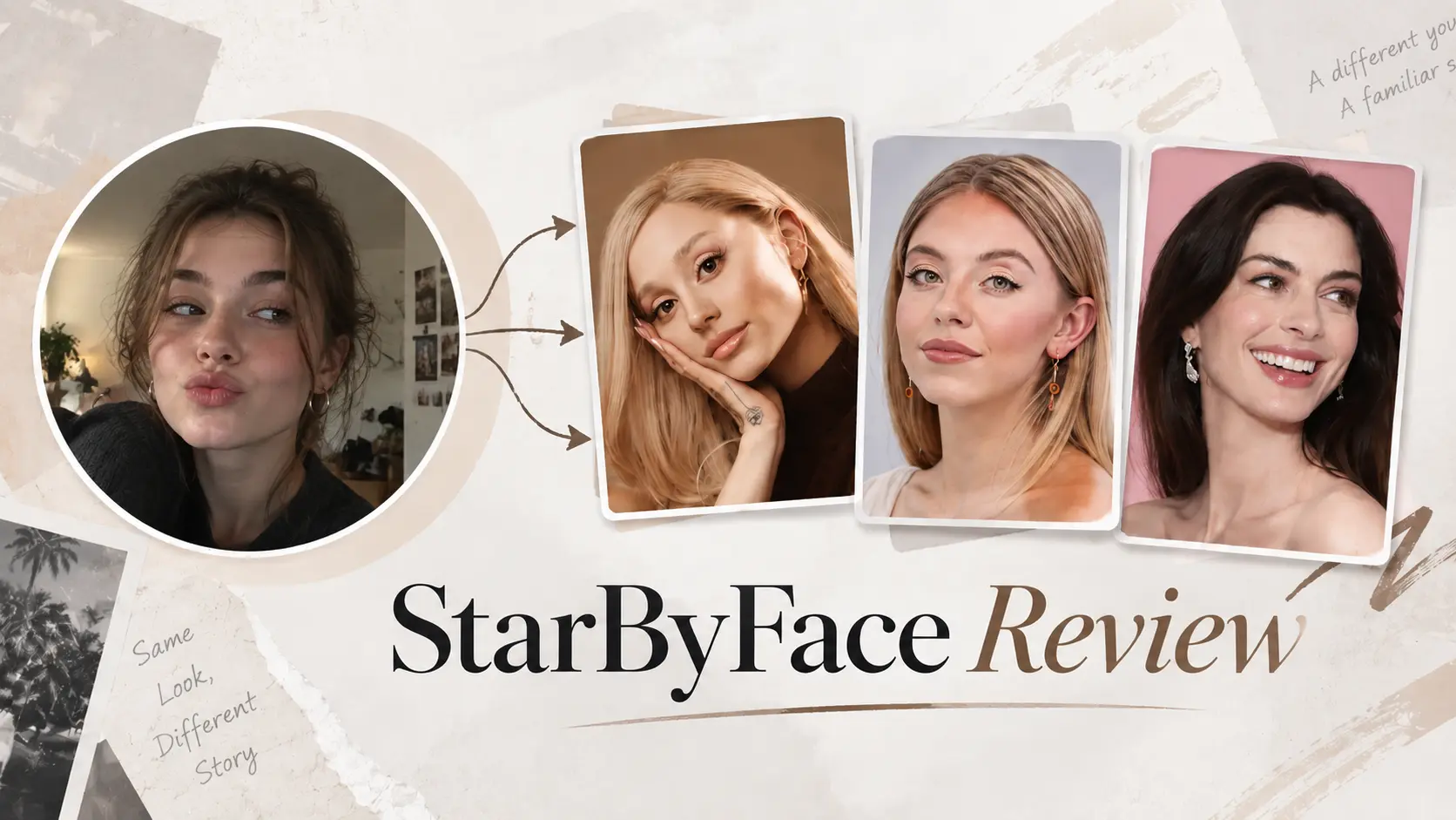StarByFace review banner comparing a selfie with celebrity look alike matches