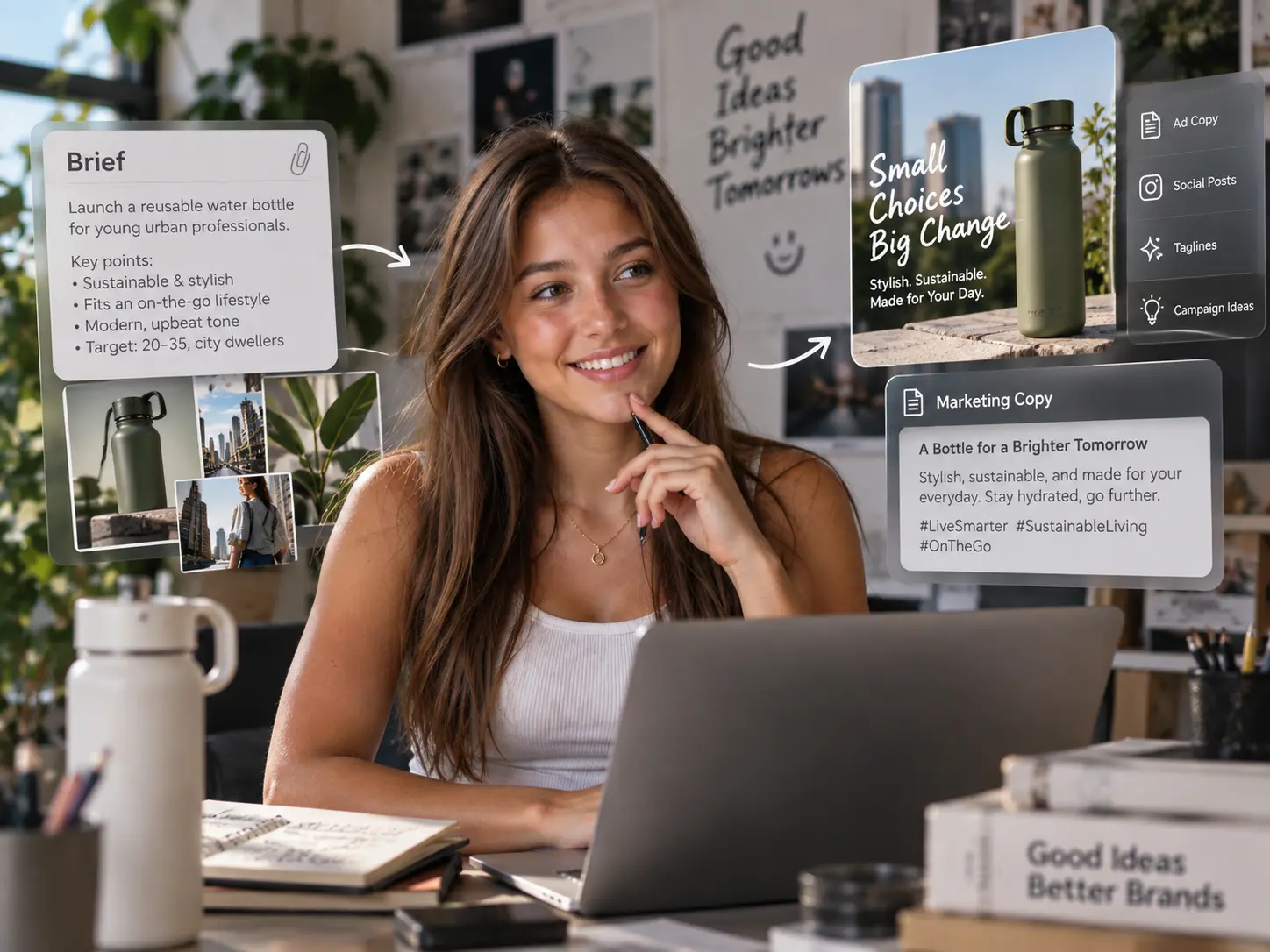 PicLumen AI ad copy generator creating marketing copy from a short product brief