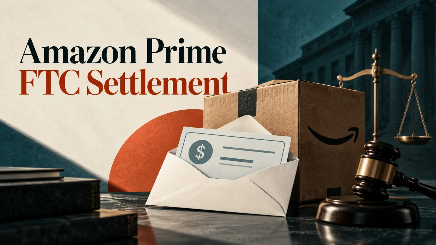 Amazon Prime FTC settlement refund and legal payment illustration